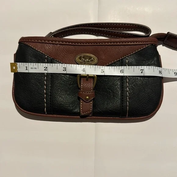 BOC Born Black/Brown Faux Leather‎ Wristlet Wallet w Zip Closure Card Slots - Picture 6 of 7